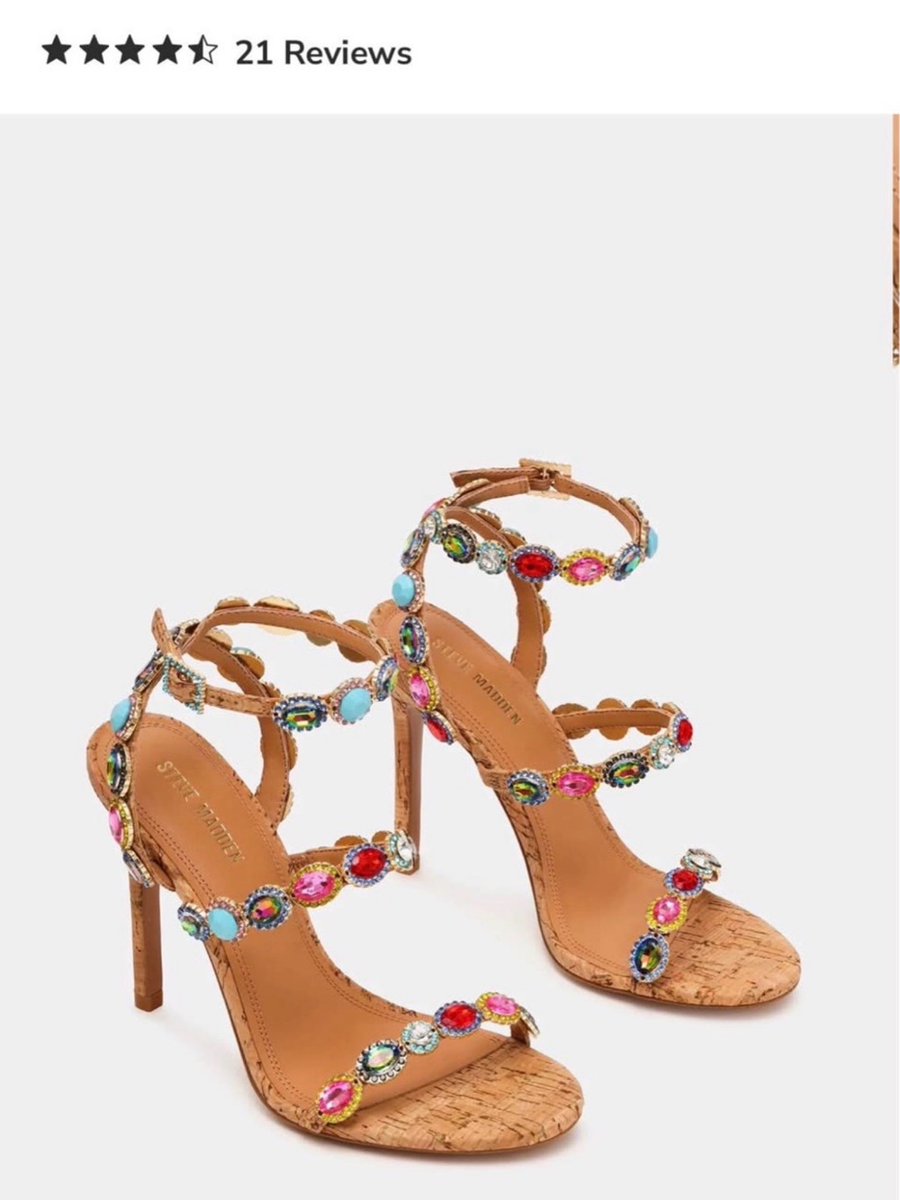Steve Madden Multicolor Jeweled Cork Stiletto Sandals
